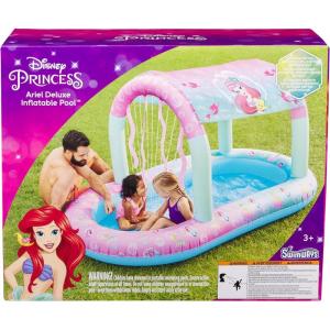 imageSwimWays Disney Princess Ariel Water Castle Deluxe Inflatable Pool Above Ground Pool with Canopy and Fast Inflation for Kids Aged Aged 3 ampamp UpDisney Princess Ariel