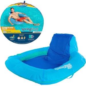 imageSwimWays Spring Float SunSeat Pool Lounge Chair Inflatable Pool Floats Adult with Fast Inflation ampamp Back Rest for Ages 15 ampamp Up BlueSunseat Pool Chair Blue