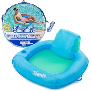 imageSwimWays Spring Float SunSeat Pool Lounge Chair Inflatable Pool Floats Adult with Fast Inflation ampamp Back Rest for Ages 15 ampamp Up BlueSunseat Pool Chair Blue New Version