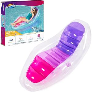 imageSwimways Dry Float Lounger Pool Float Translucent Inflatable Recliner Chair for Adults with Fast Inflation Foot Rest ampamp Cup Holder
