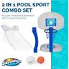 imageSwimWays Plastic MultiSport Volleyball Set Includes 2 Bases 1 Net 1 Volleyball Ideal for Pool Parties and Outdoor GamesVolleyball  Basketball