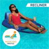 imageSwimWays Spring Float Recliner Chair for Swimming Pool Inflatable Pool Floats Adult with Fast Inflation Cup Holder ampamp Foot Rest for Ages 15 ampamp Up AquaBlue Recliner