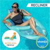 imageSwimWays Spring Float Recliner Chair for Swimming Pool Inflatable Pool Floats Adult with Fast Inflation Cup Holder ampamp Foot Rest for Ages 15 ampamp Up AquaAqua Recliner