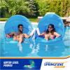 imageSwimWays Spring Float Recliner Chair for Swimming Pool Inflatable Pool Floats Adult with Fast Inflation Cup Holder ampamp Foot Rest for Ages 15 ampamp Up AquaCanopy Recliner New Version