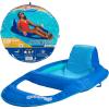 imageSwimWays Spring Float Recliner Chair for Swimming Pool Inflatable Pool Floats Adult with Fast Inflation Cup Holder ampamp Foot Rest for Ages 15 ampamp Up AquaBlue Recliner