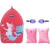 imageSwimWays Value pack Fish Face Guppy Goggles Soft Swimmies and Sea Monster Kick Trainer Learn to Swim KickboardPink Soft Swimmies  Goggles Bundle