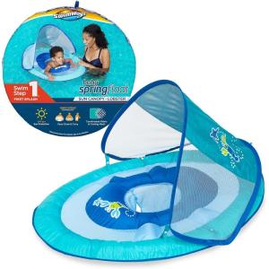 imageSwimWays Baby Spring Float with Adjustable Canopy and UPF Sun Protection Blue Lobster3  Blue Lobster