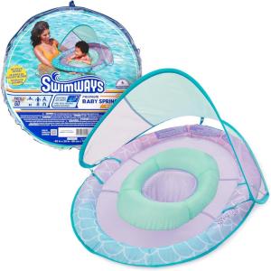 imageSwimWays Baby Spring Float with Adjustable Canopy and UPF Sun Protection Blue LobsterMermaid