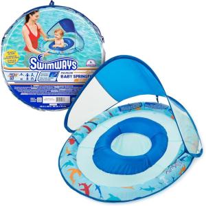 imageSwimWays Baby Spring Float with Adjustable Canopy and UPF Sun Protection Blue LobsterShark