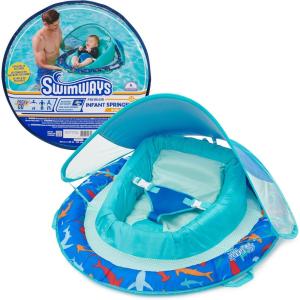 imageSwimWays Baby Spring Float with Adjustable Canopy and UPF Sun Protection Blue1Shark
