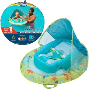 imageSwimWays Baby Spring Float with Adjustable Canopy and UPF Sun Protection Blue4Green