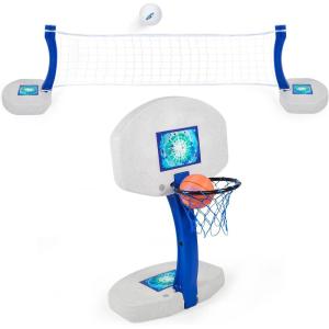 imageSwimWays Plastic MultiSport Volleyball Set Includes 2 Bases 1 Net 1 Volleyball Ideal for Pool Parties and Outdoor GamesVolleyball  Basketball