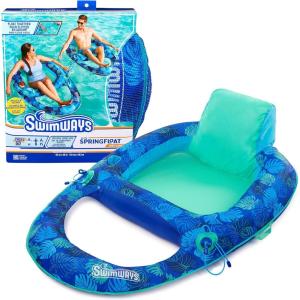 imageSwimways Elite Spring Float Papasan Pool Lounger Inflatable Pool Floats Adult with Fast Inflation Pool Lounge Chair for Adults up to 250 lbsRecliner Pool Lounge