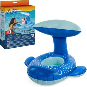 imageSwimways Sun Canopy Baby Boat Inflatable Baby Pool Float ampamp Swimming Pool Accessories with Fast Inflation Whale Toys for Kids Aged 924 MonthsBlue Whale