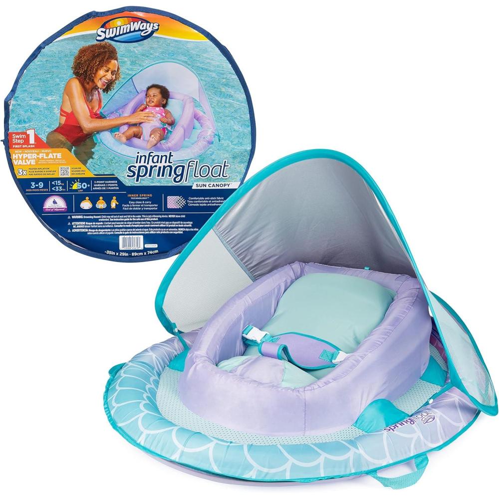 imageSwimways Sun Canopy Inflatable Infant Spring Float for Infants 39 Months Mermaid DesignMermaid
